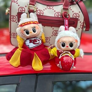 Soy Milk Labubu with custom KC Chiefs Outfit